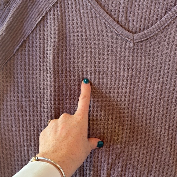 We The Free Dusty Purple Waffle Knit Top - Picture 3 of 4